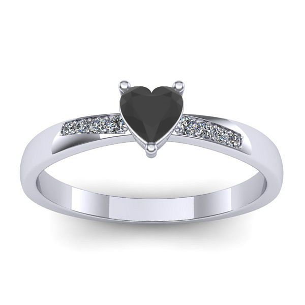 Inel logodna cu diamant negru inima