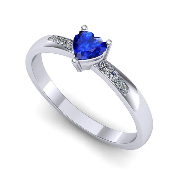 Inel din aur alb cu safir