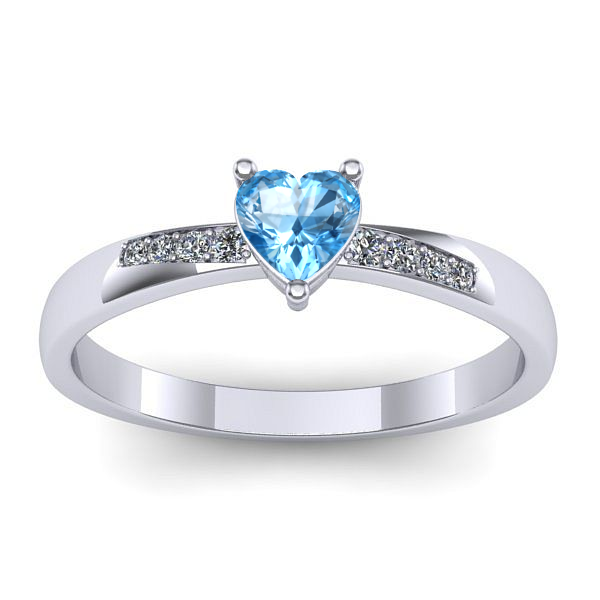 Inel de logodna cu topaz blue inima