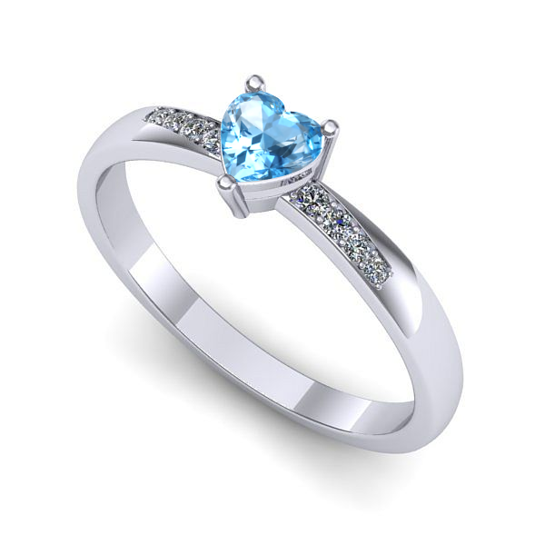 Inel din aur alb cu topaz blue