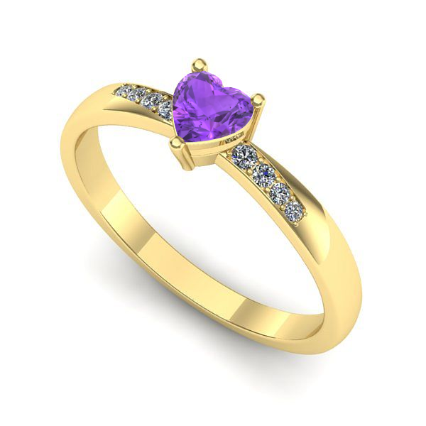 Inel de logodna din aur galben cu ametist