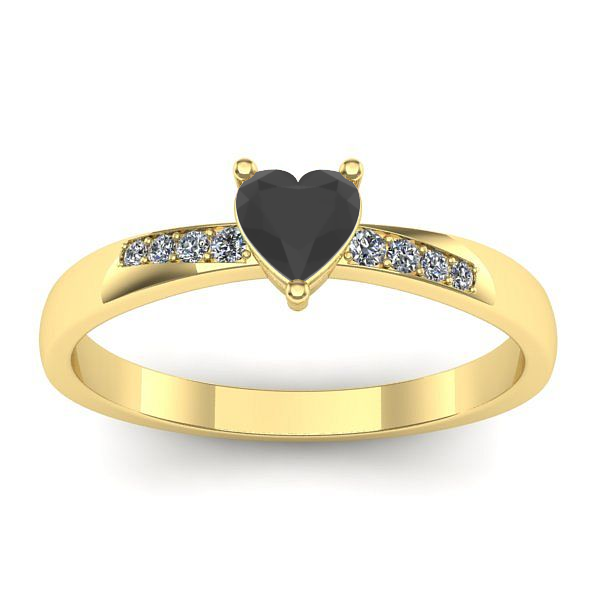 Inel logodna cu diamant negru inima