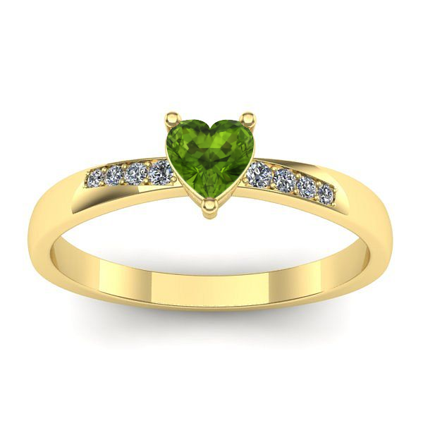 Inel logodna cu peridot inima