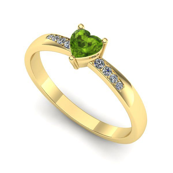 Inel logodna din aur galben cu peridot