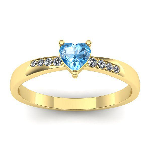 Inel logodna cu topaz blue inima