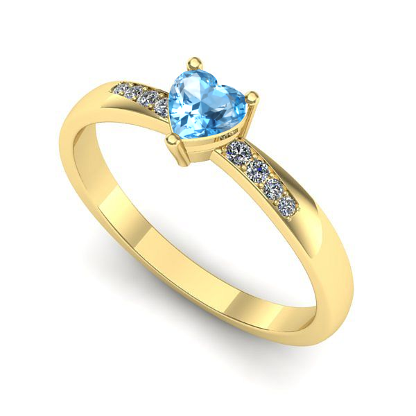 Inel din aur galben cu topaz blue