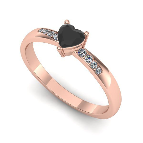 Inel logodna din aur roz cu diamant negru