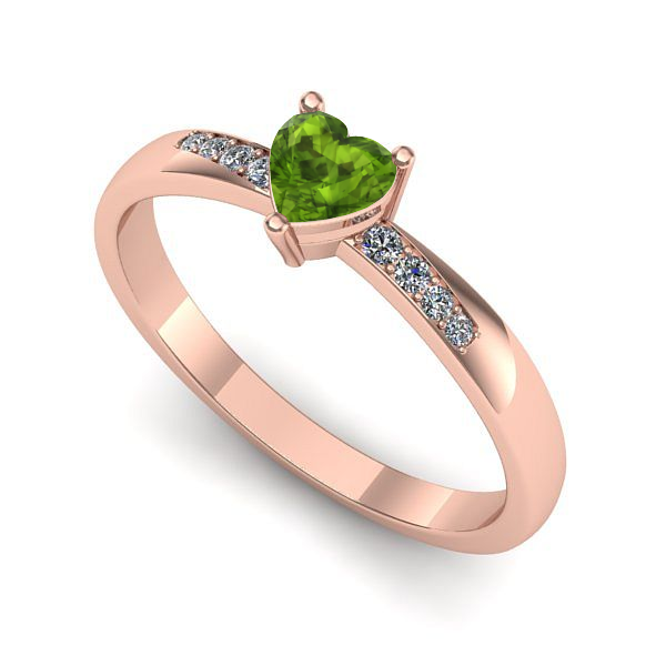 Inel logodna din aur roz cu peridot