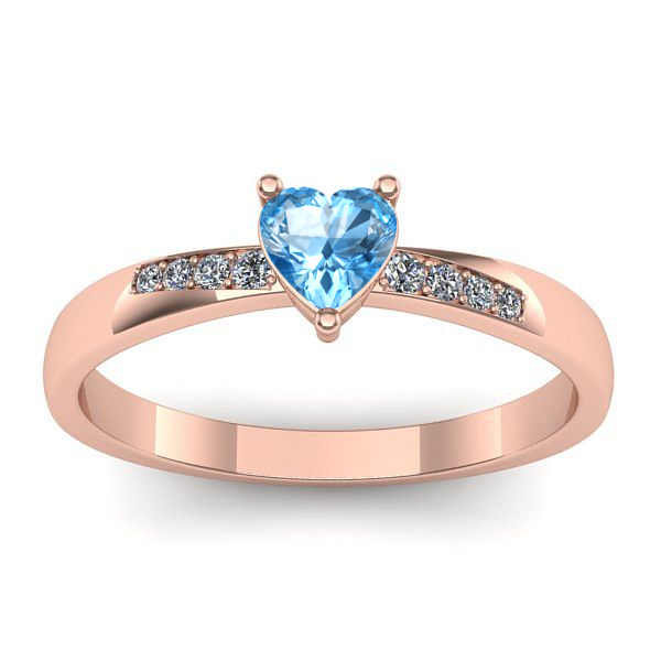 Inel logodna cu topaz blue inima