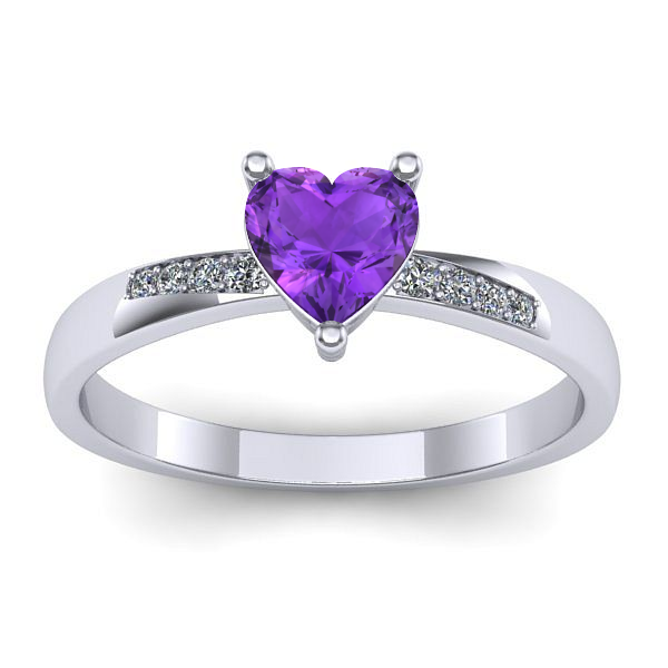 Inel logodna cu ametist inima