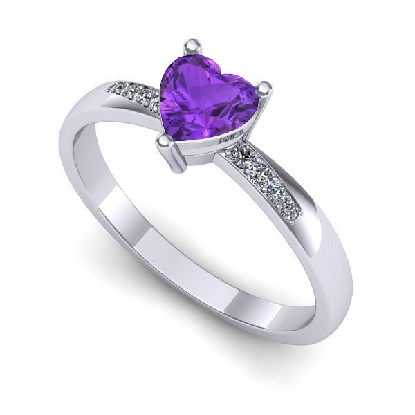 Inel logodna din aur alb cu ametist