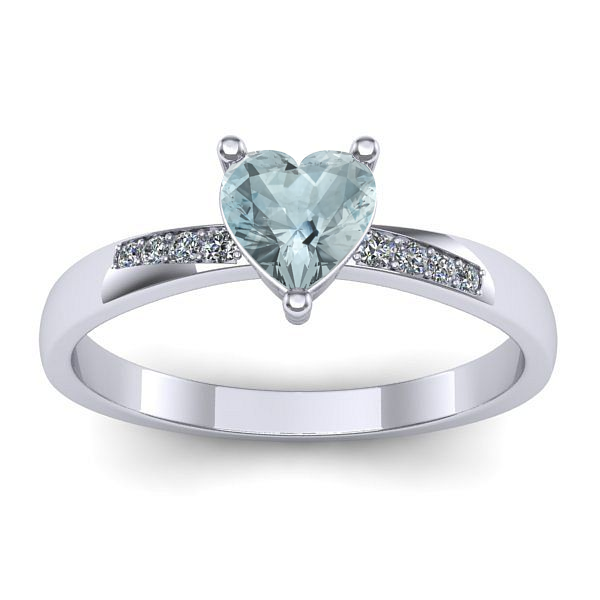 Inel logodna cu aquamarin inima