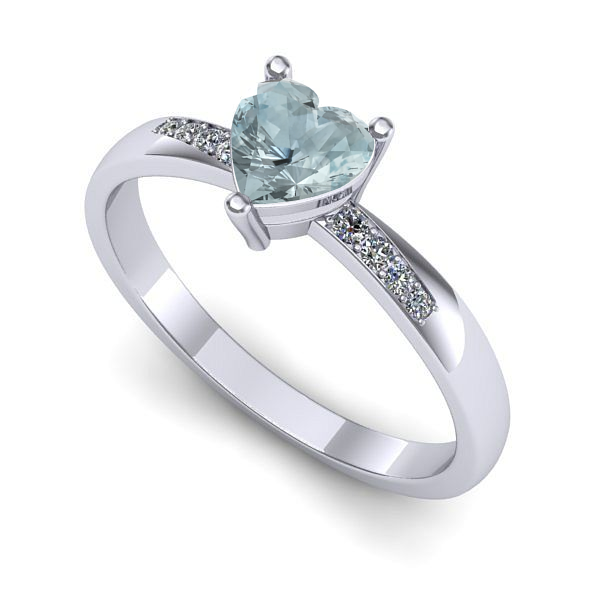 Inel din aur alb cu aquamarin