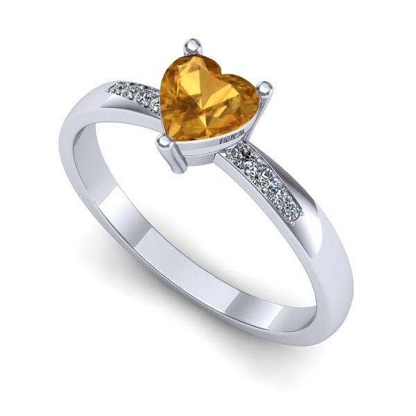 Inel din aur alb cu citrin