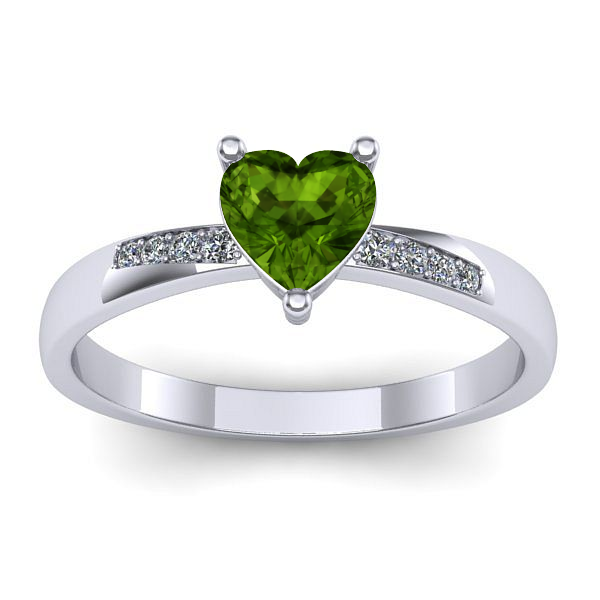 Inel de logodna cu peridot inima