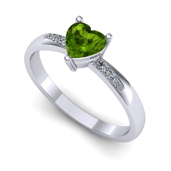 Inel din aur alb cu peridot