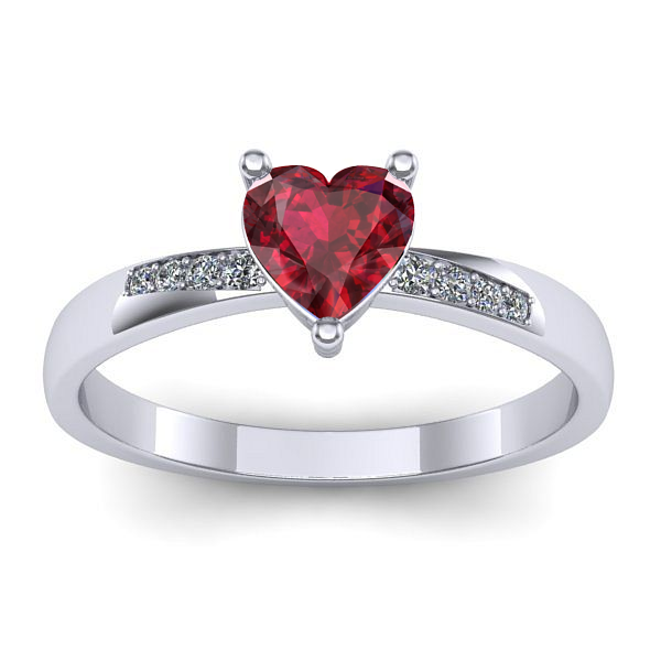 Inel de logodna cu rubin inima