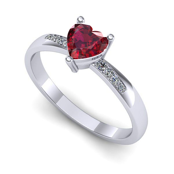 Inel din aur alb cu rubin