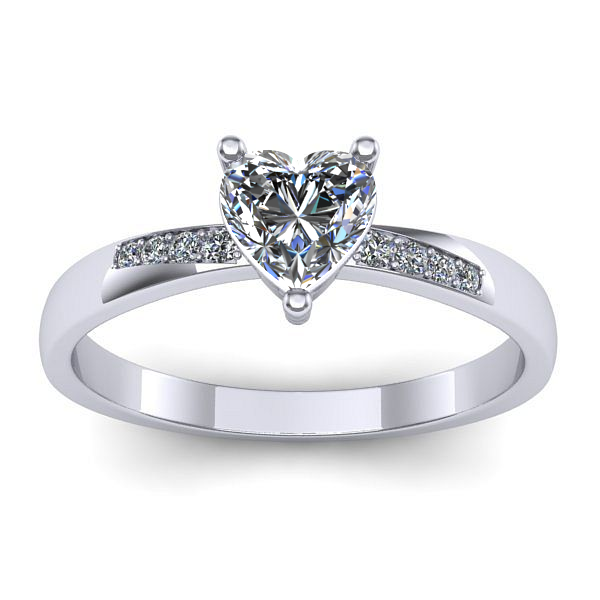 Inel cu safir alb inima