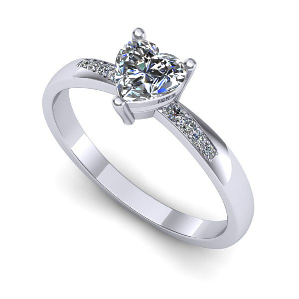 Inel de logodna din aur alb cu safir alb