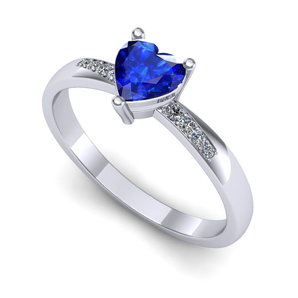 Inel din aur alb cu safir