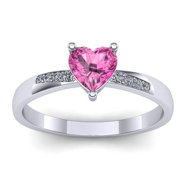 Inel cu safir roz inima