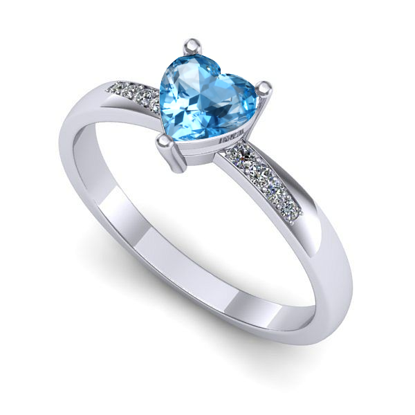 Inel de logodna din aur alb cu topaz blue