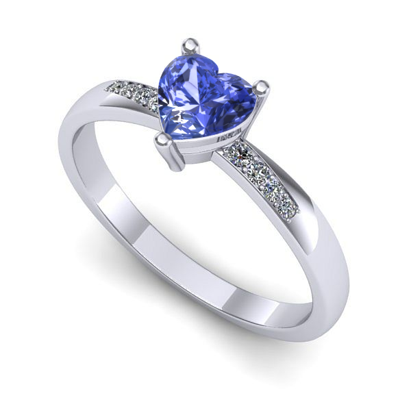 Inel de logodna din aur alb cu tanzanit