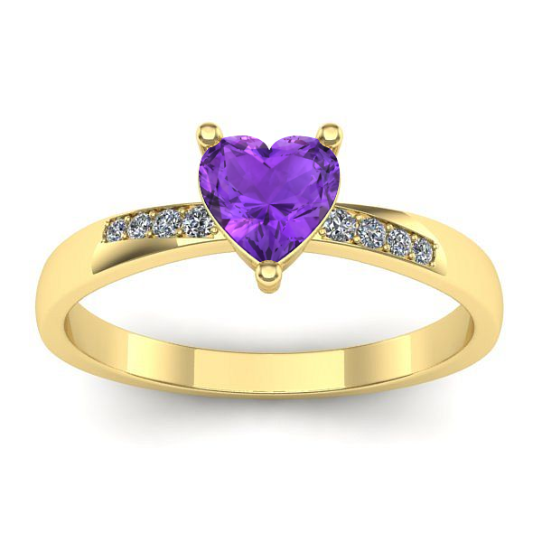 Inel logodna cu ametist inima