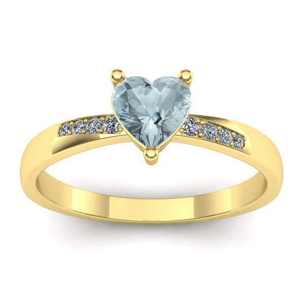 Inel de logodna cu aquamarin inima