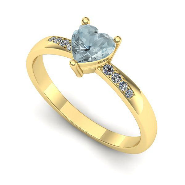 Inel logodna din aur galben cu aquamarin
