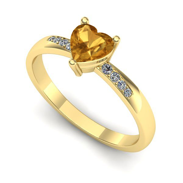 Inel logodna din aur galben cu citrin