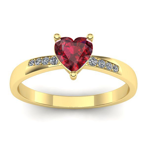 Inel cu rubin inima