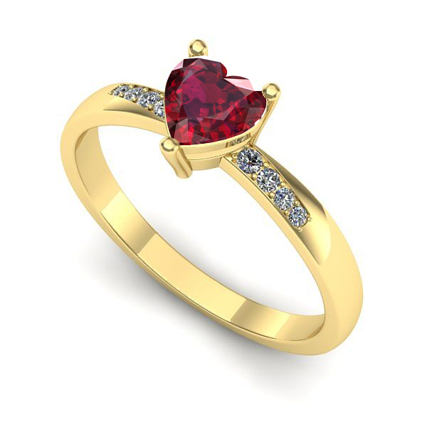Inel logodna din aur galben cu rubin