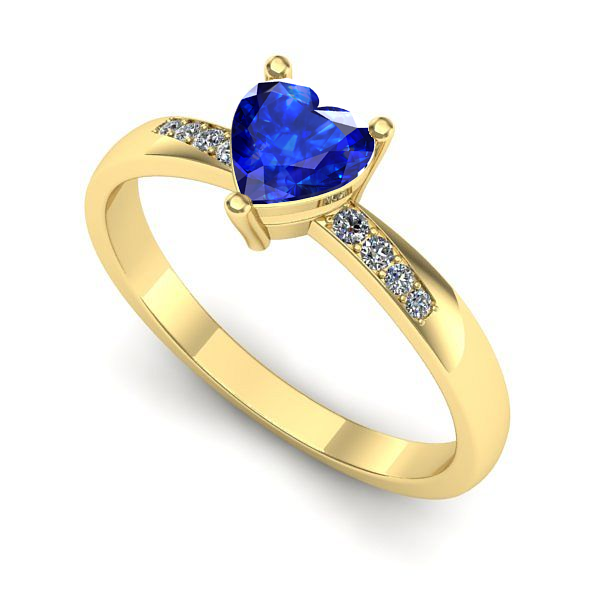 Inel logodna din aur galben cu safir