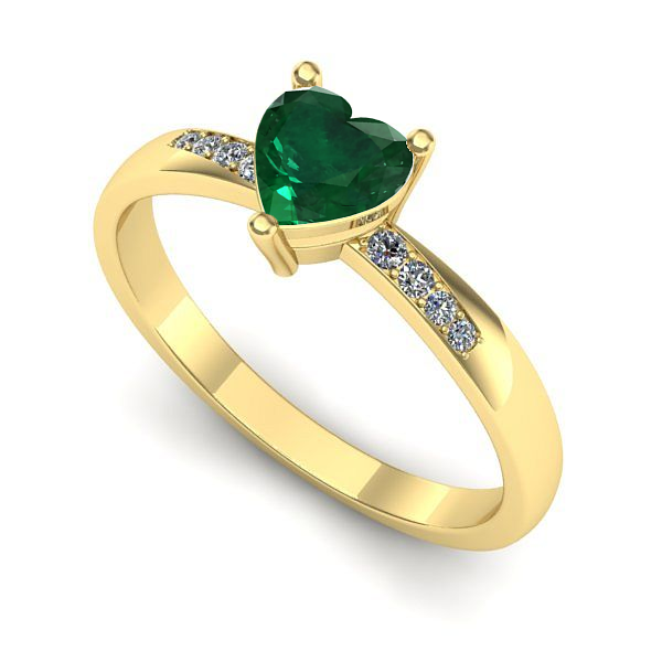 Inel logodna din aur galben cu smarald