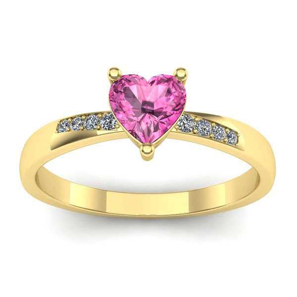 Inel cu safir roz inima