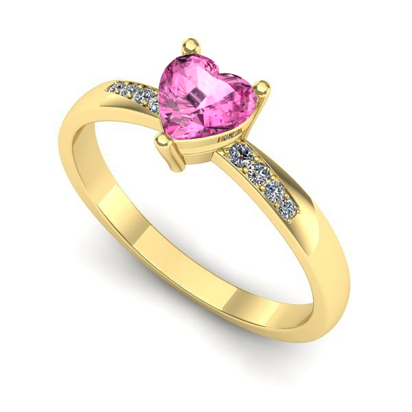 Inel din aur galben cu safir roz