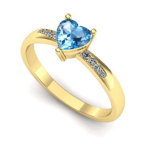 Inel de logodna din aur galben cu topaz blue