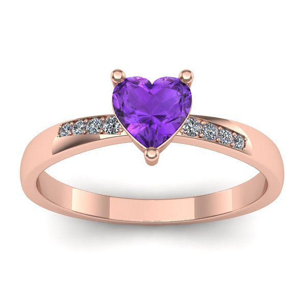 Inel logodna cu ametist inima
