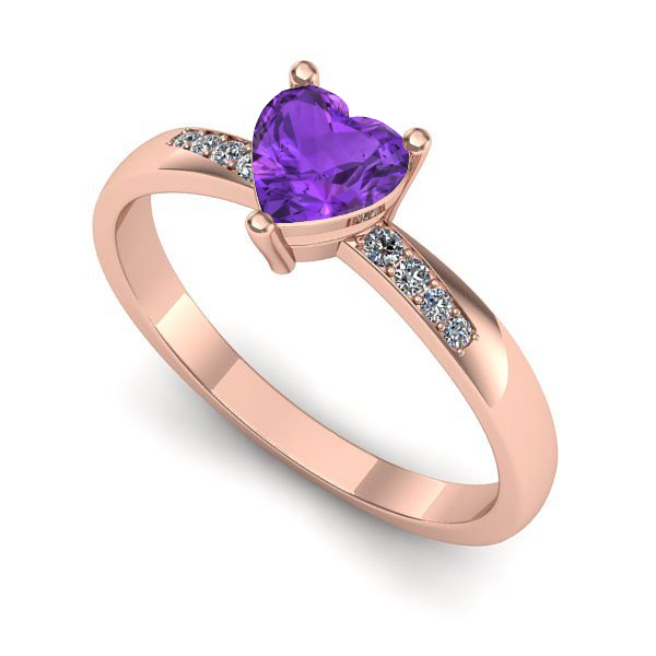 Inel din aur roz cu ametist