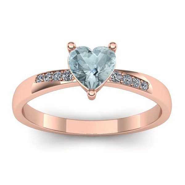 Inel de logodna cu aquamarin inima