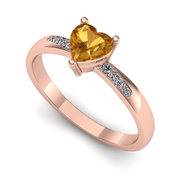 Inel de logodna din aur roz cu citrin