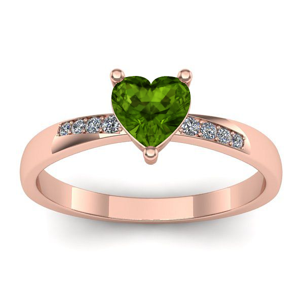 Inel de logodna cu peridot inima