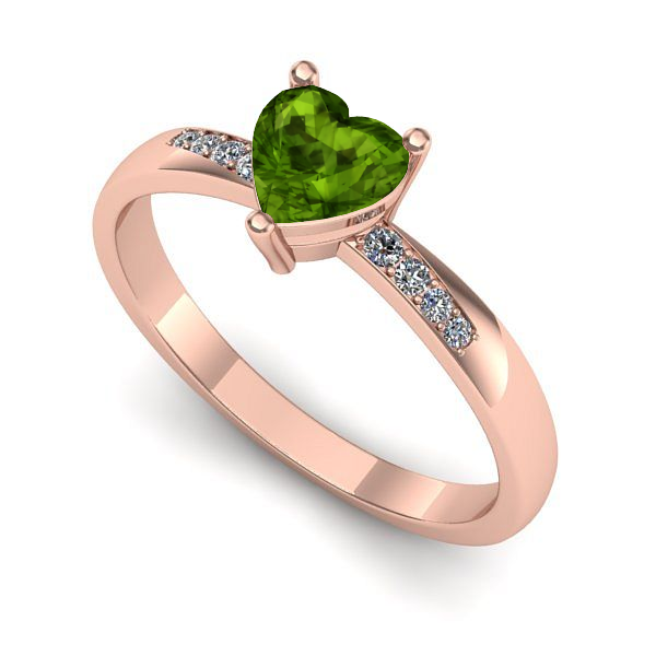 Inel din aur roz cu peridot