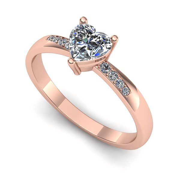 Inel din aur roz cu safir alb