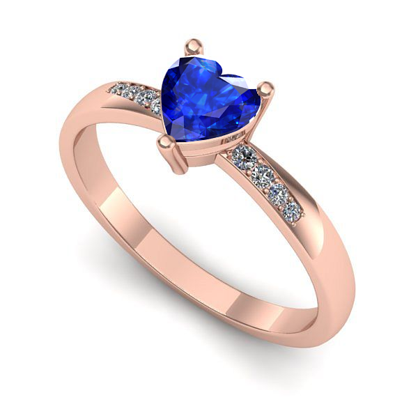 Inel logodna din aur roz cu safir