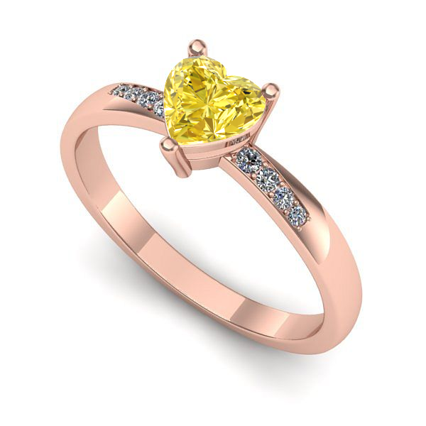 Inel din aur roz cu safir galben