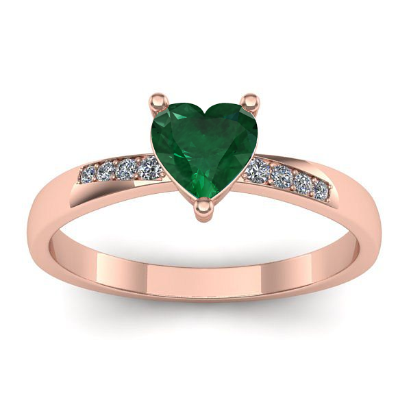 Inel logodna cu smarald inima