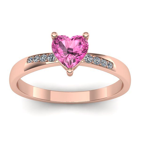 Inel cu safir roz inima